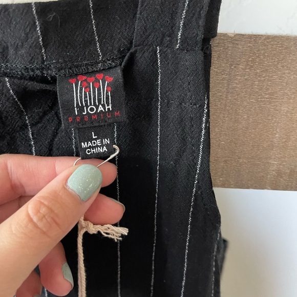 Joah Premium| Black Striped Wide-Leg Jumpsuit, Overall Straps, Size L•••… - Picture 9 of 12